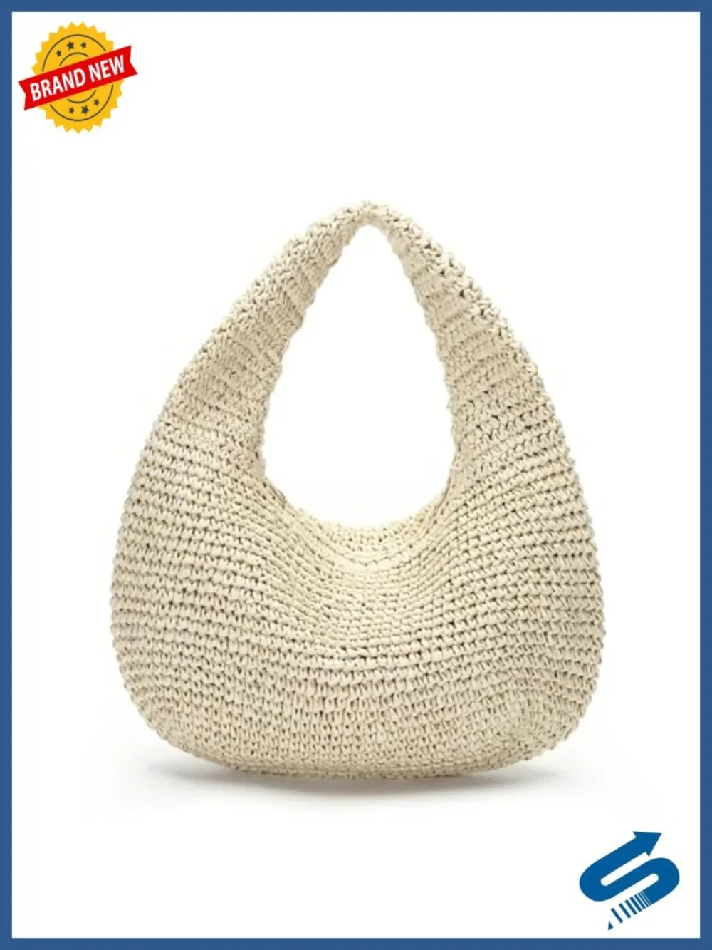Handwoven Straw Hobo Shoulder Bag, Summer Beach Tote Purse